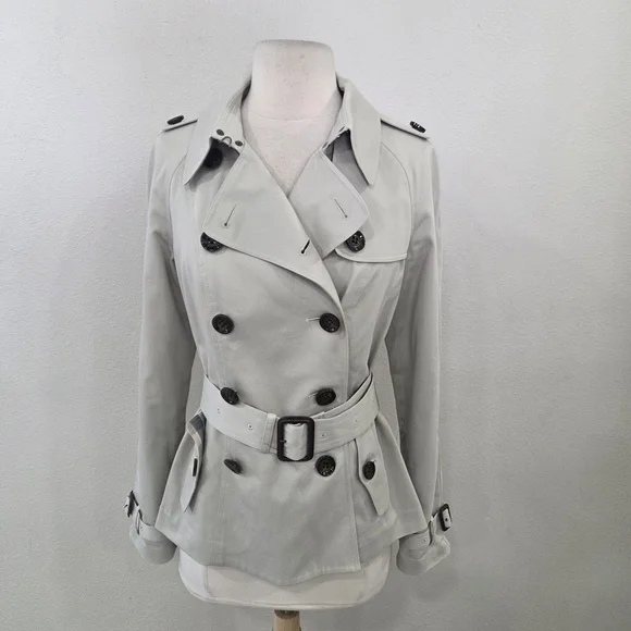Burberry Light Gray Double-Breasted Trench Coat - Picture 3 of 17